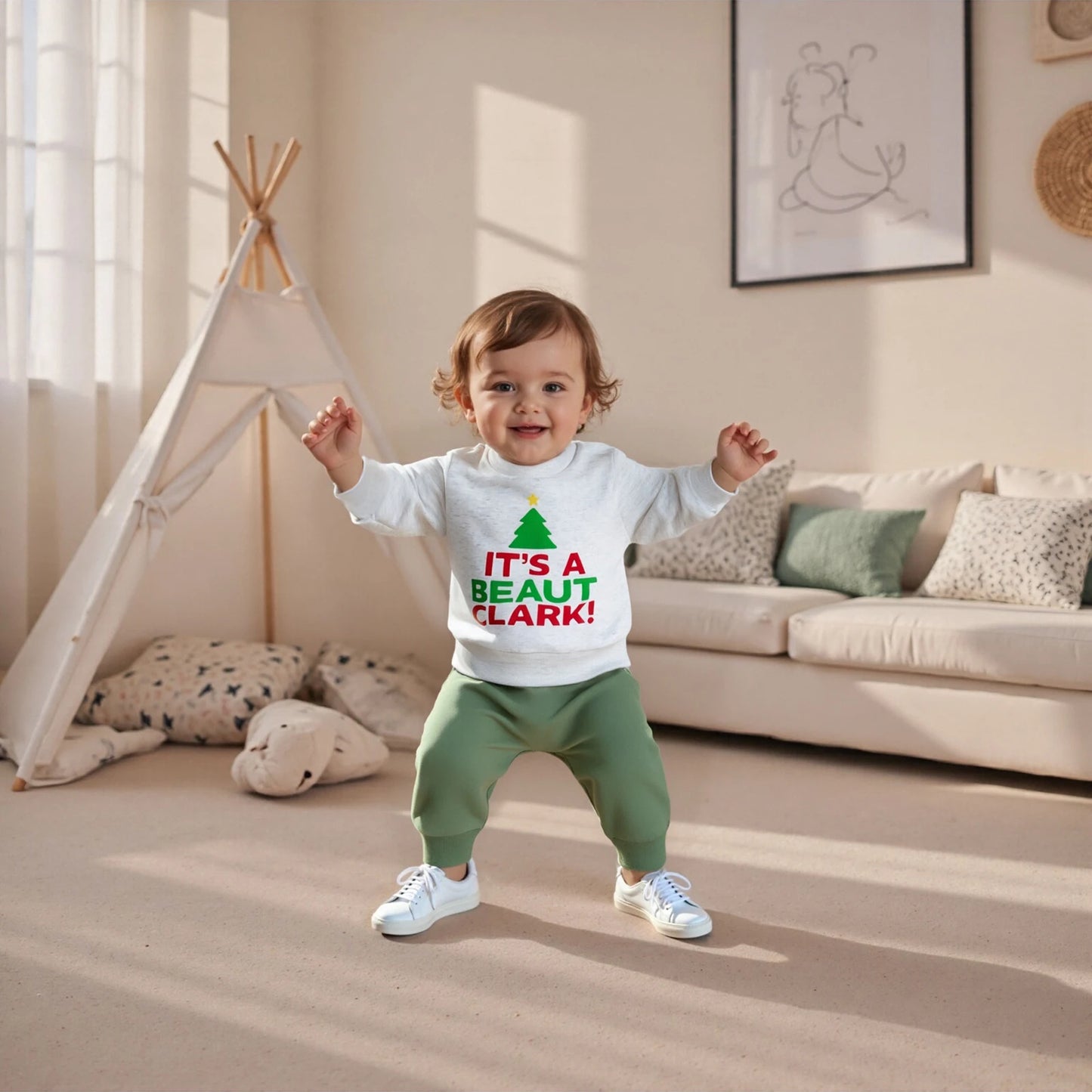 Infant Baby Boys Fall Winter Christmas Clothes Set - Long Sleeve Xmas Tree Letter Print Top & Pants