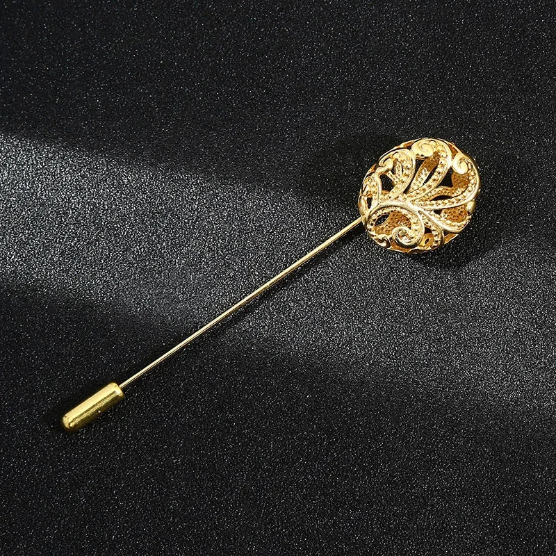 Vintage Metal Leaf Flower Brooch - Gold Tone Lapel Pin for Women & Men