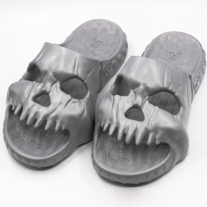 Men's Skull Design Slippers - Non-Slip Beach Sandals Slides