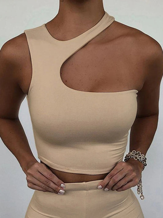 Women's Cut Out Crop Off Shoulder Sport Short Tank Irregular Summer Tube Top