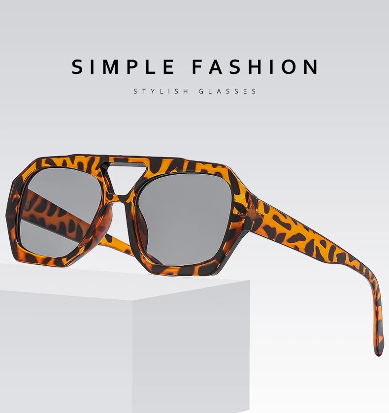 Women's 2pcs Set Fashion  Retro Square UV Resistant  Sunglasses