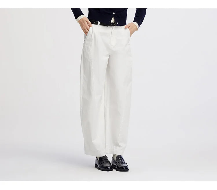 Women's Distressed Loose Trousers - Brushed Split Curved Hem Casual Autumn Pants