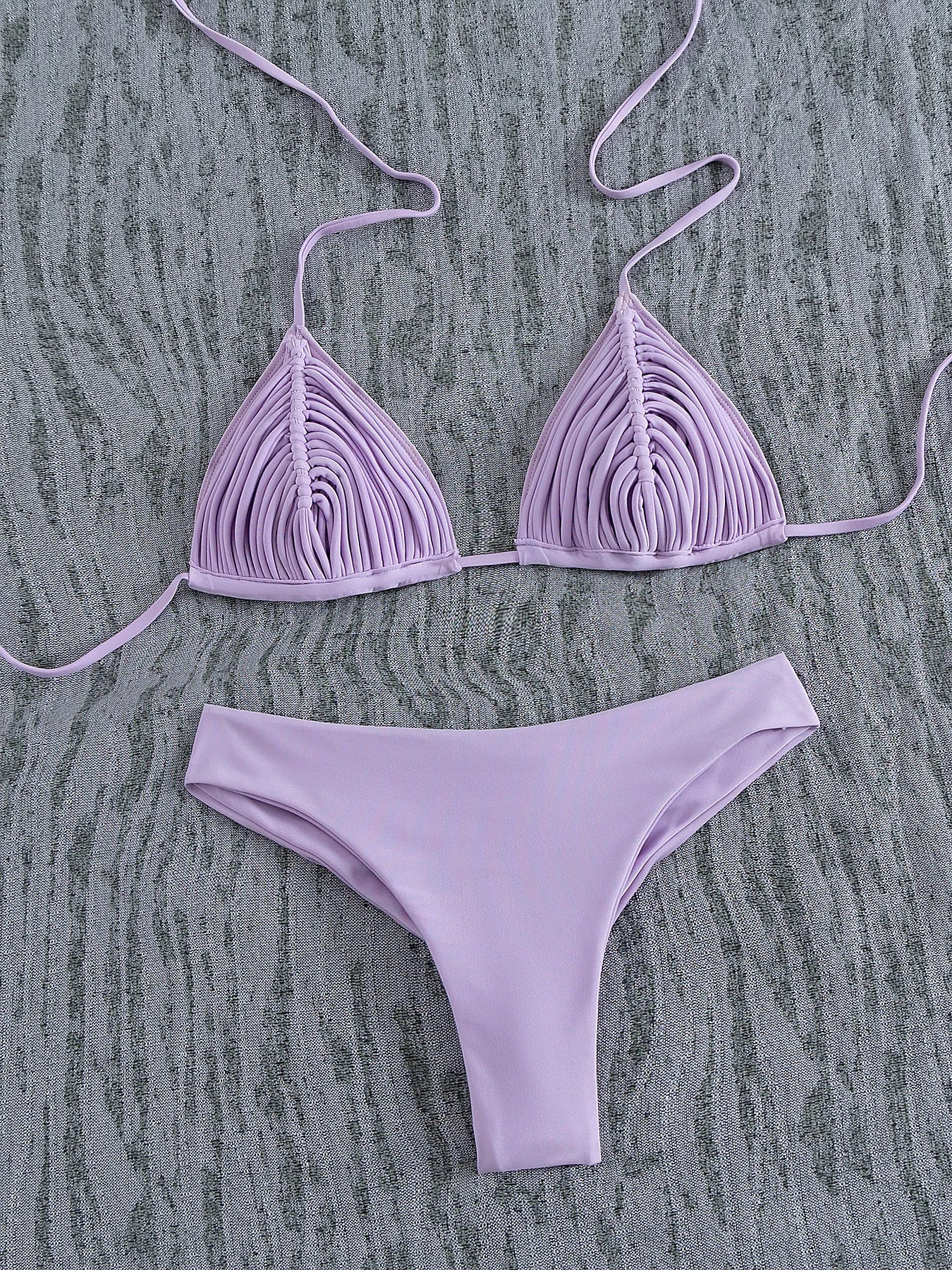 Braided V-Neck Halter Bikini Set - Summer Beachwear