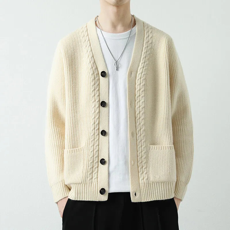 Men's Knit Cardigan Sweater - Slim Fit V-Neck Sweatercoat Outerwear
