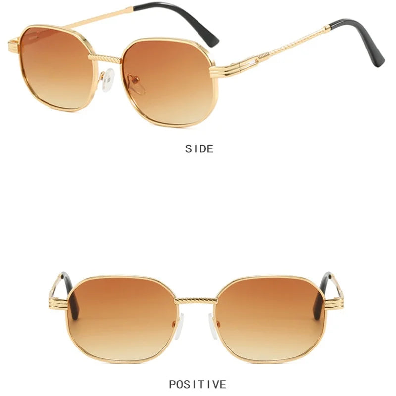 Elliptical Metal Small Frame Sunglasses UV400