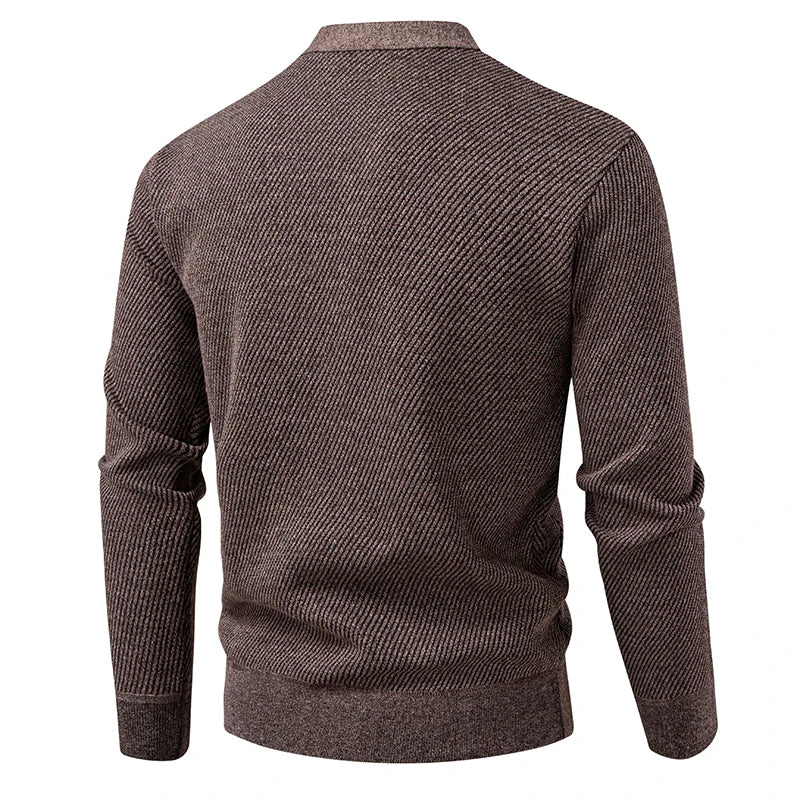 Men's V-Neck Knit Cardigan - Single Breasted Slim Fit Sweater