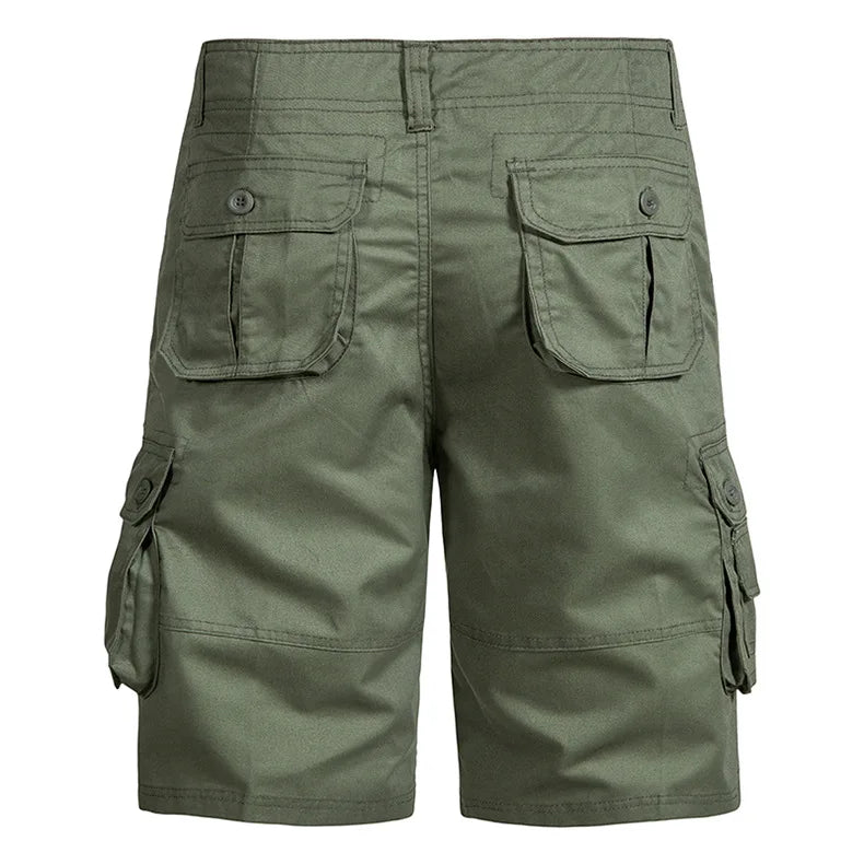 Men's Cotton Cargo Shorts - Multi Pocket Knee Length Summer Shorts