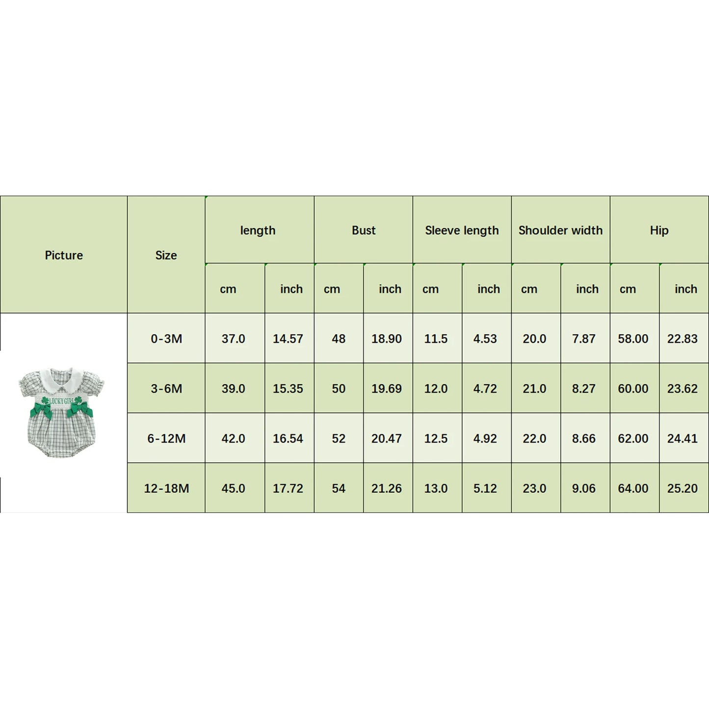 Newborn Baby Girls Boys Irish Plaid Clover Embroidered Short Sleeve Doll Collar Romper