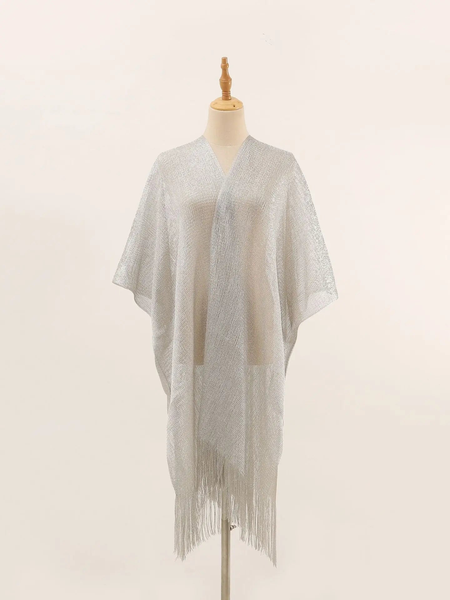 Women Swimsuit Cover Ups Shawl-Collar Caftans Beach Tunic Dress Robe Solid Tassel Pareo Beach Cover-ups