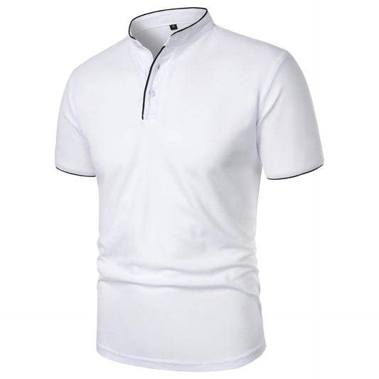 Men's Summer Short Sleeve Stand Collar Smart Casual Slim Fit Lightweight T-Shirt