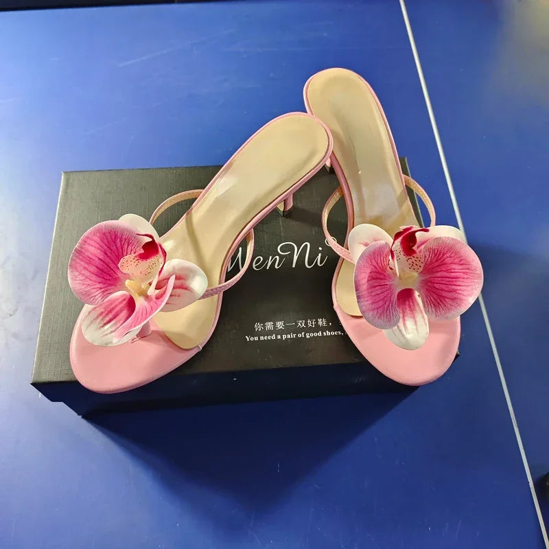 Women's Butterfly Flip Flops - High Heel Beach Sandals