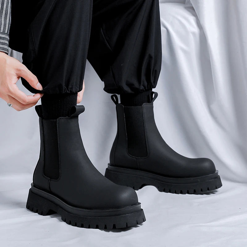 Men's Platform Black High Top Boots