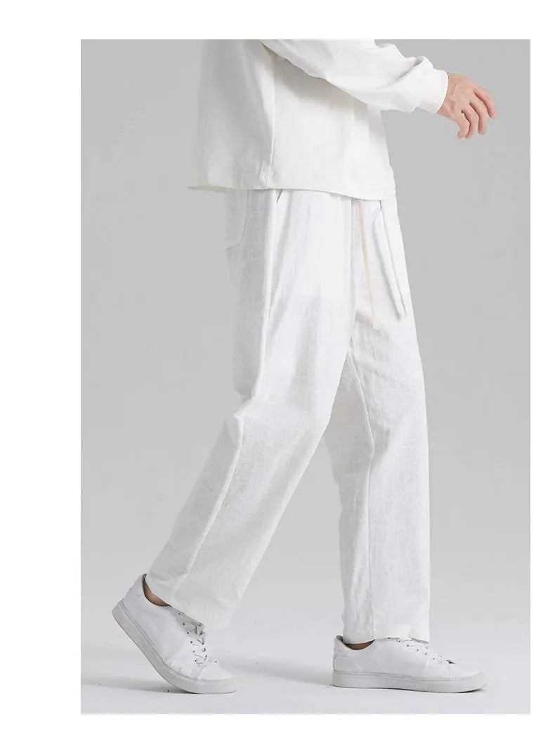 Men's Cotton Linen Harem Pants Straight Trousers