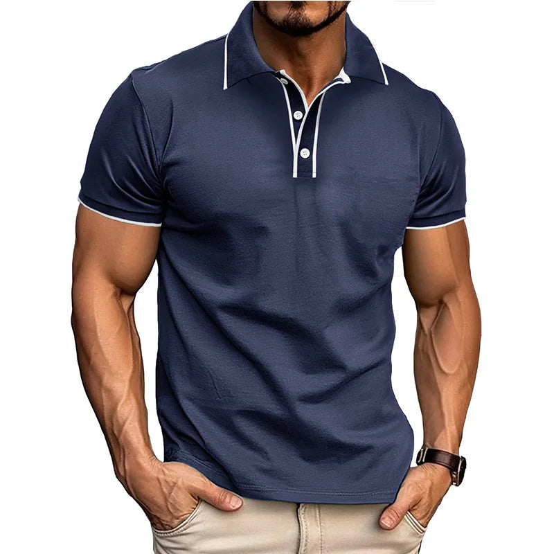 Men's Summer Smart Casual  Turn Down Collar Short Sleeve Polo Shirt