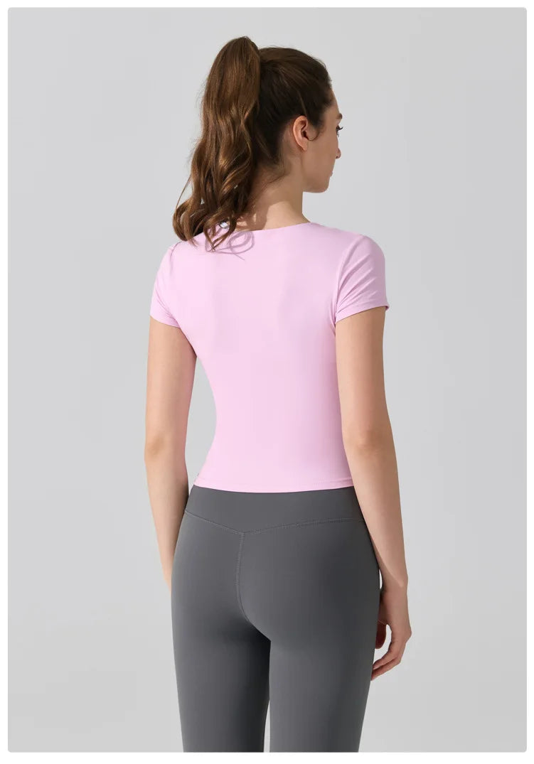 Women's Quick-Dry Yoga T-Shirt - Breathable Slim Fit Athletic Top