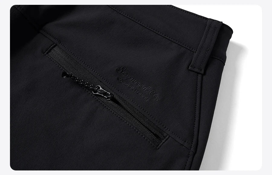 Men's Regular Straight Nylon Elastic Fabric Fleece Liner  Trousers