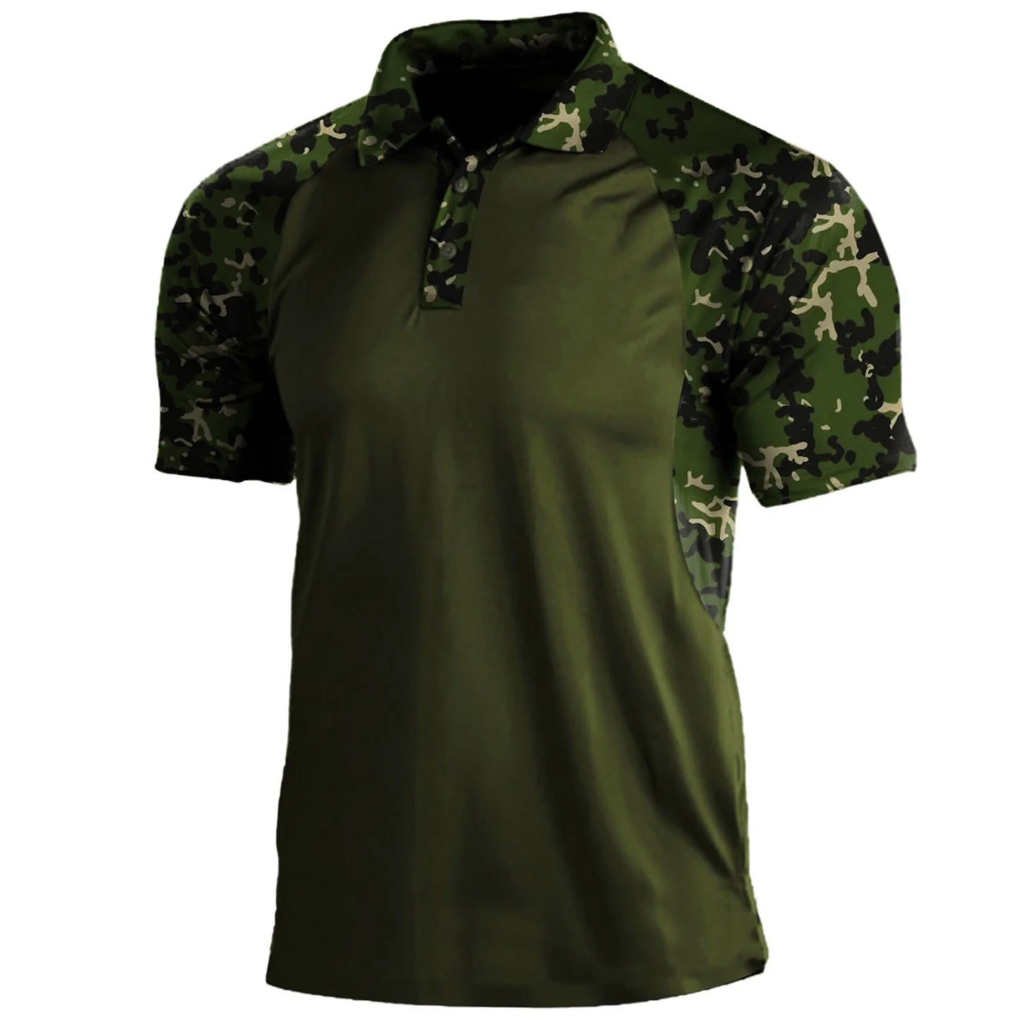 Men's Camouflage Patchwork Polo Shirt - Breathable Sports Top