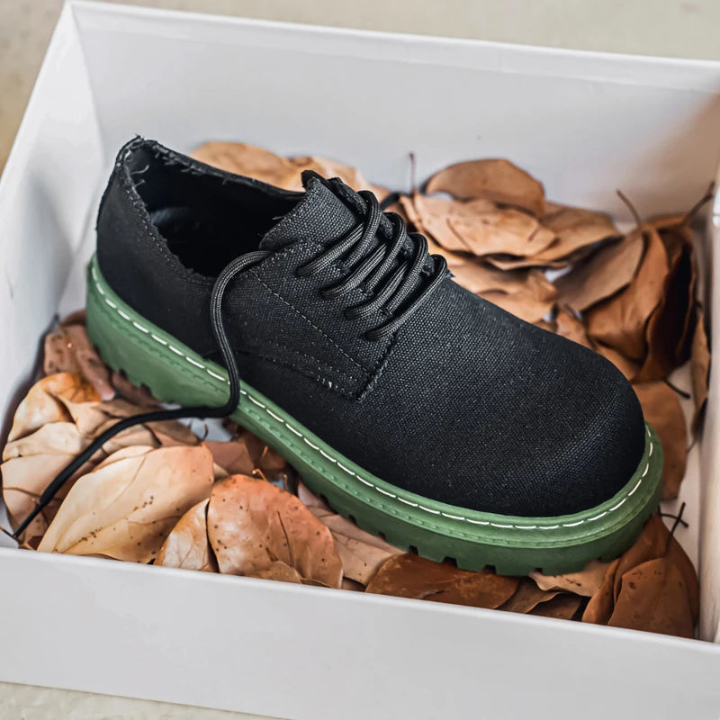 Men's Platform Denim Lace-up  Derby Shoes
