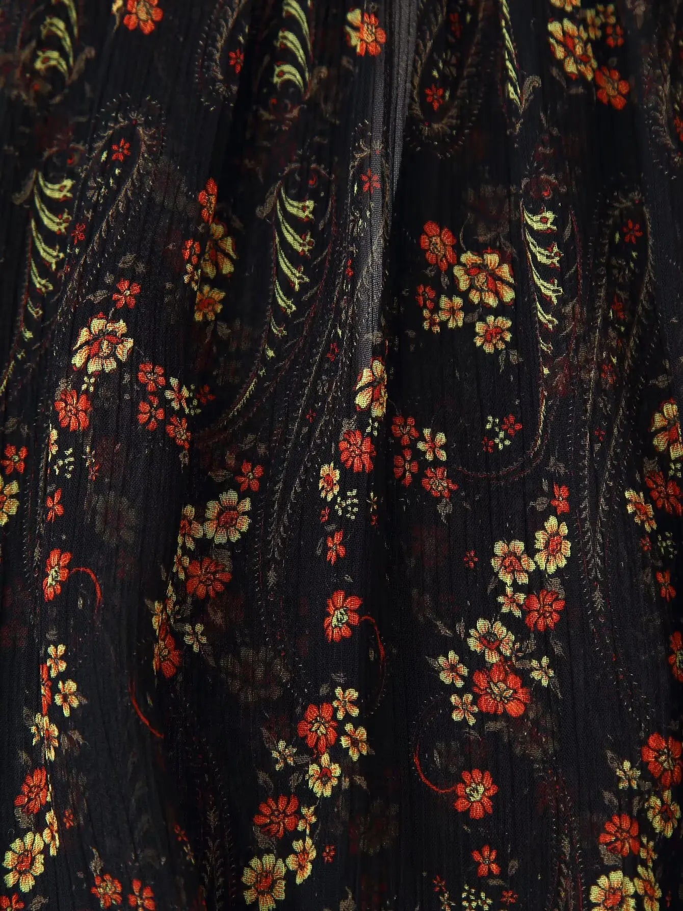 Floral Print High Neck Mini Dress - Long Sleeve Spring Autumn Dress