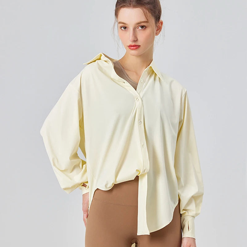Women's Long Sleeve Sun Protection Yoga Shirt - Lightweight Athletic Top