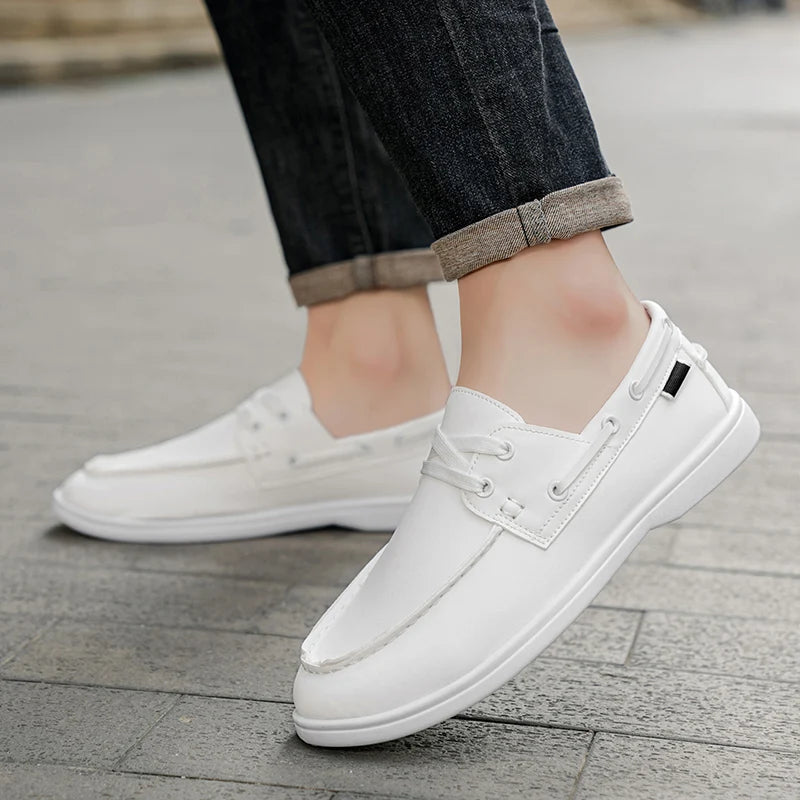 Men's Leather Slip-On Boat Shoes - Breathable Casual Loafers