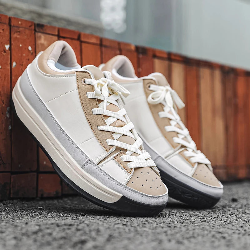 Men's Canvas Platform Sneakers - Vulcanized Skateboard Shoes