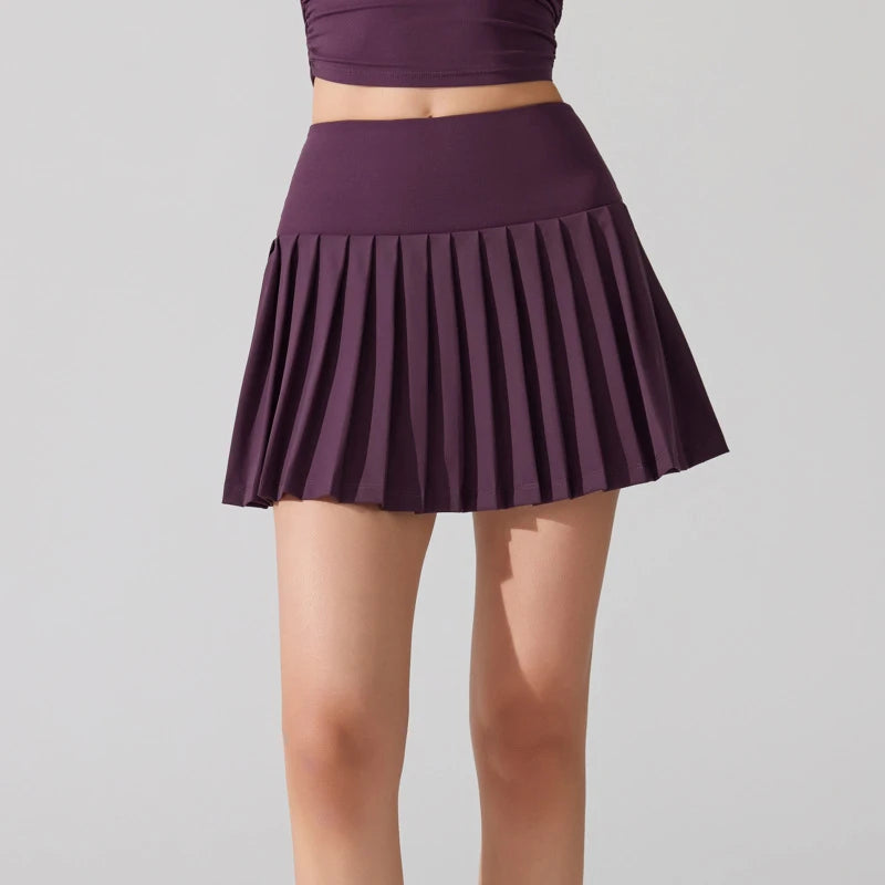 Women's 2-in-1 Tennis Skirt - Pleated Quick Dry Sports Skirt with Pockets