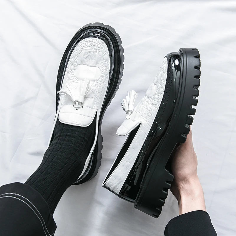 Leather Business Dress Shoes - Men's Slip-On Platform Loafers & Work Flats