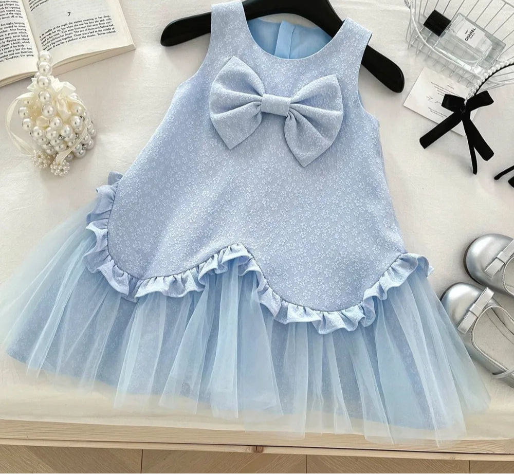 Girl's Clothes Round Neck Sleeveless Floral Princess Cute Elegant Easter Toddler Dress