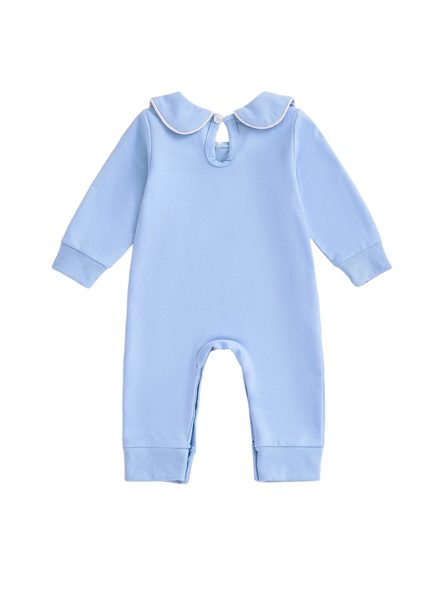 Lovely Baby Valentine's Day Romper - Heart Embroidery Long Sleeve Doll Collar Jumpsuit