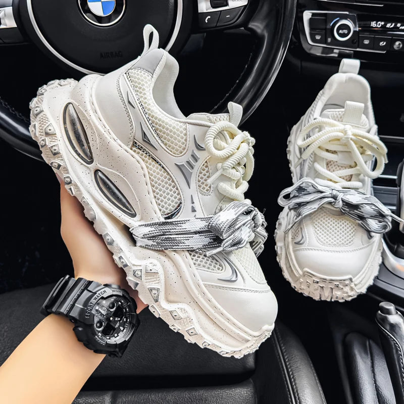 Platform Strap Sneakers - Men's Breathable Skateboard & Tennis Trainers