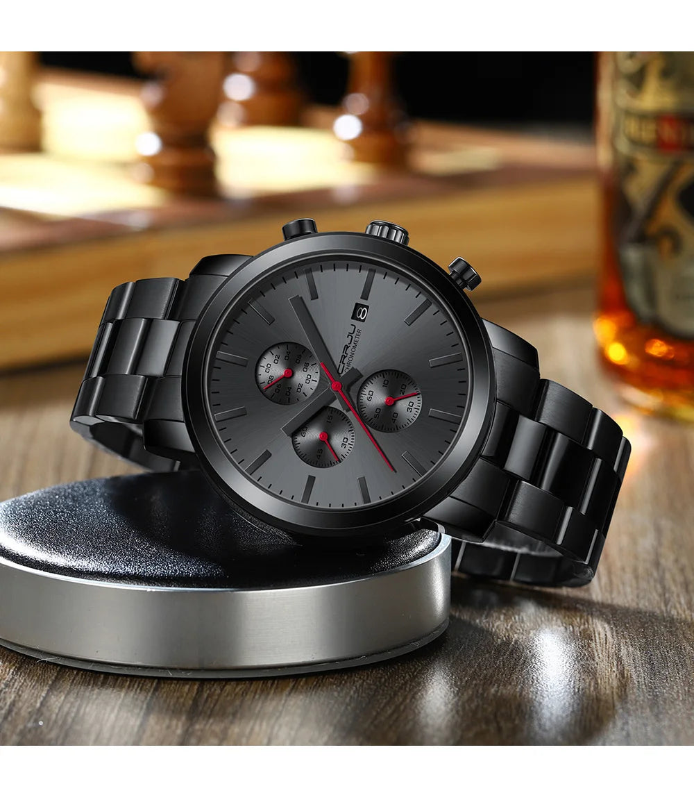 Stainless Steel Chronograph Watch - Luxury Waterproof Business Watch