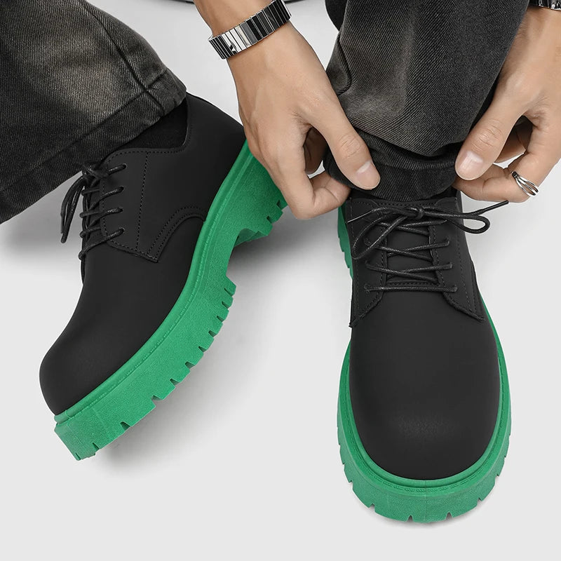 Platform Derby Shoes - Men's Genuine Leather Business & Casual Footwear