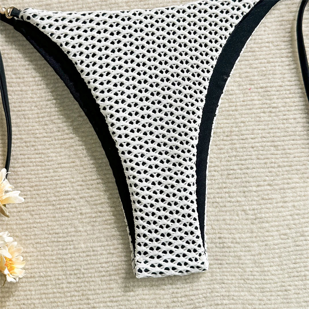 Women's Halter Hollow Out Bikini Swimsuit Two-pieces Bikini Set