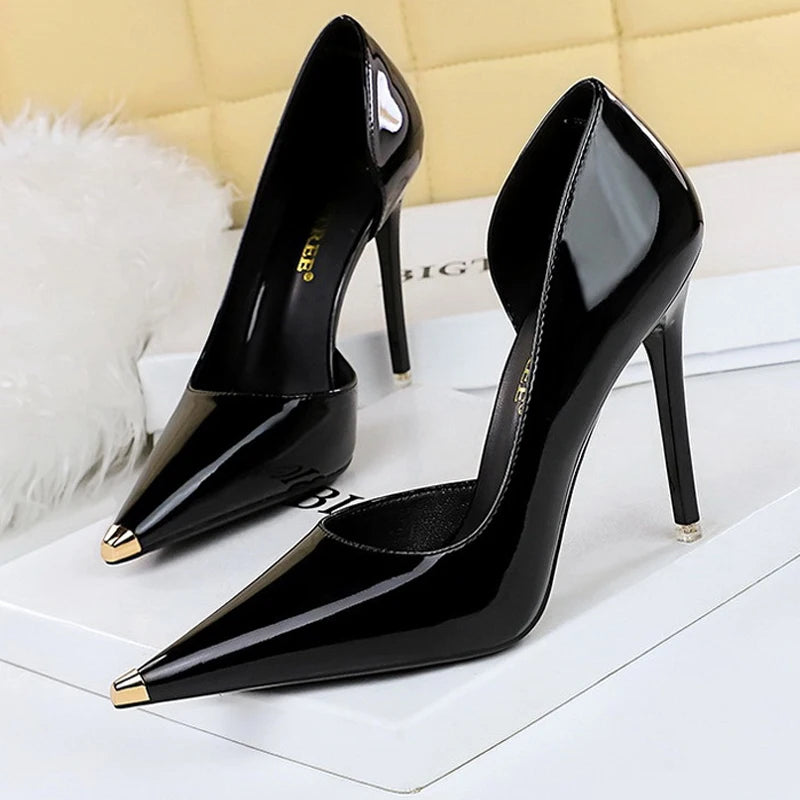 Patent Leather Metal Tip Pumps - Available in 7cm and 10.5cm Heel Heights