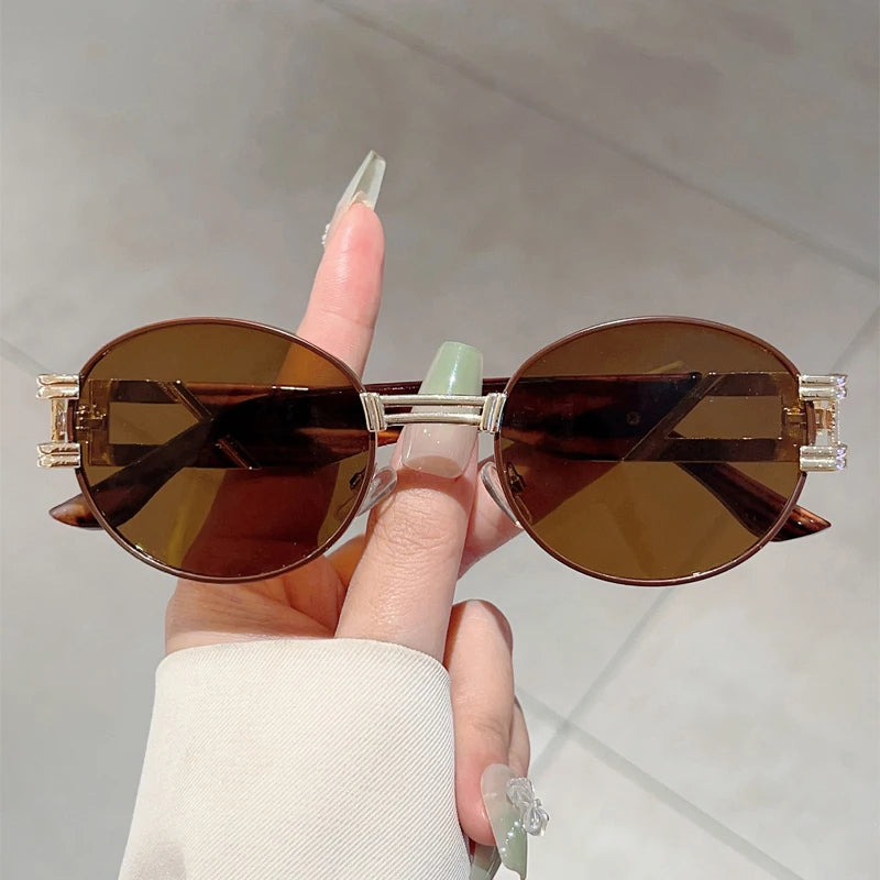 Unisex Vintege Oval Gradient Casual Sunglasses