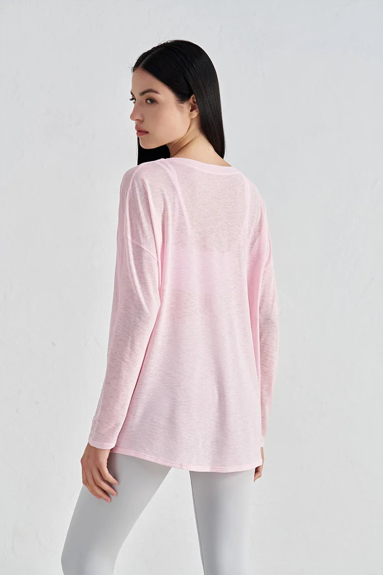 Mesh Long Sleeve Sports Top - Quick Dry Breathable Running Shirt for Yoga & Fitness