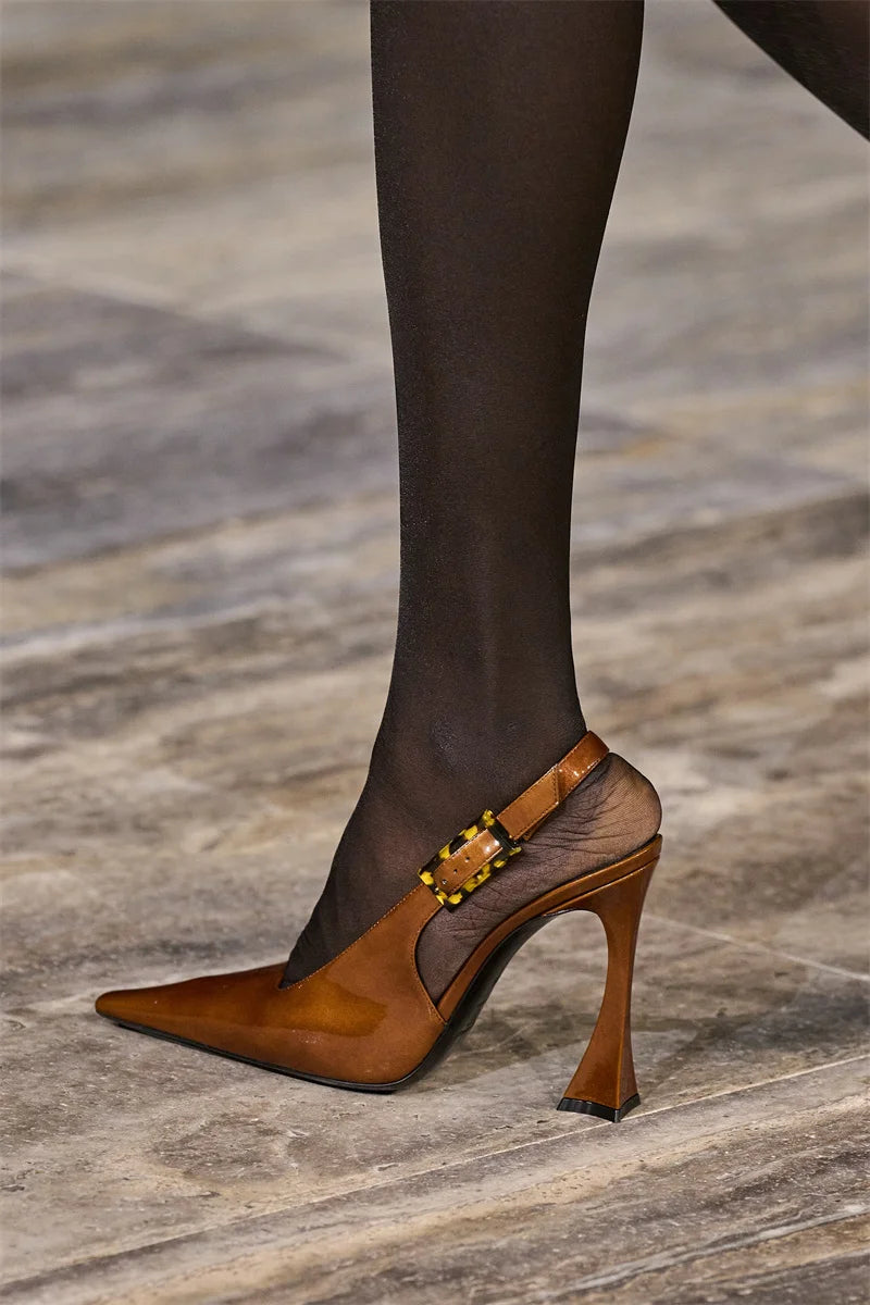 Women's Pointed Stiletto Sandals - One-Line Buckle Strap High Heels