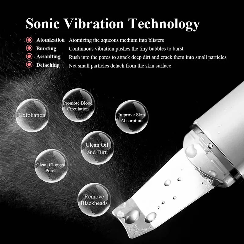 Ultrasonic Skin Scrubber, Vibration Face Spatula, Blackhead Remover Shovel Clean Cavitation Peeling Facial Lifting skin care