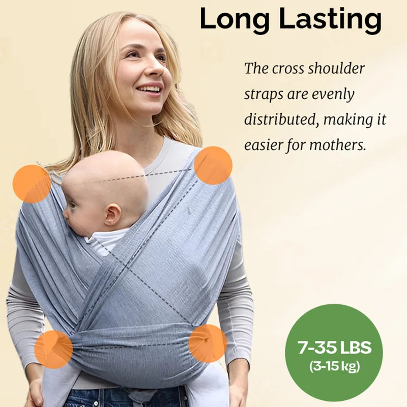 Ergonomic Baby Wrap Sling Carrier Soft Cotton Kangaroo Sling for Newborns to 36 Months