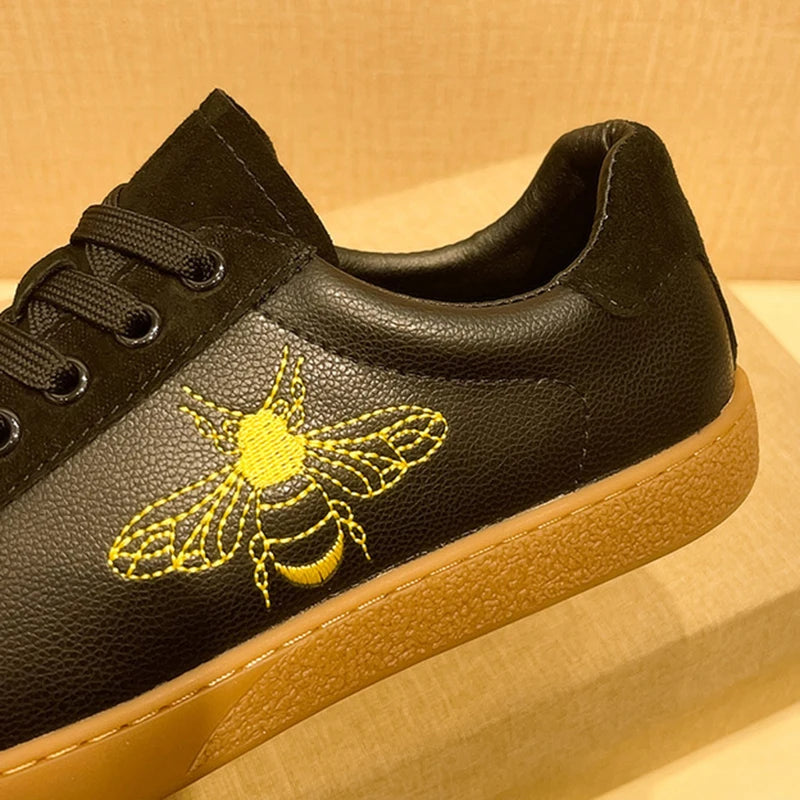 Men's Autumn Leather Casual Shoes - Soft Lace-Up Running Sneakers