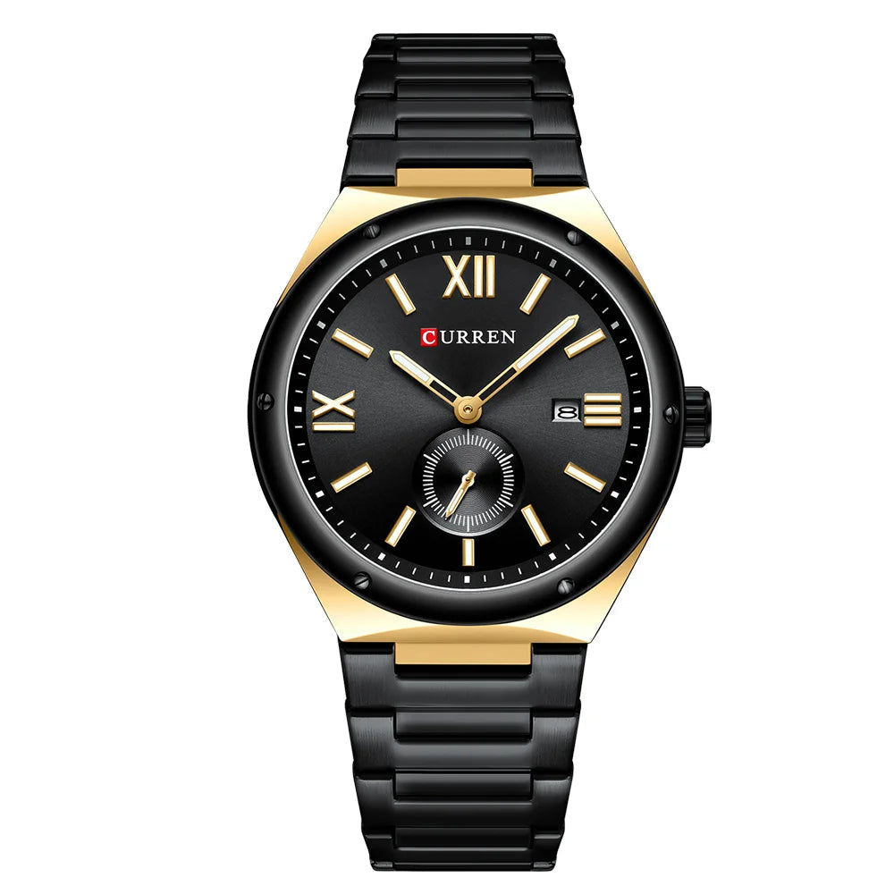 Premium Waterproof Business Watch - Luminous Date Display Stainless Steel Square Quartz