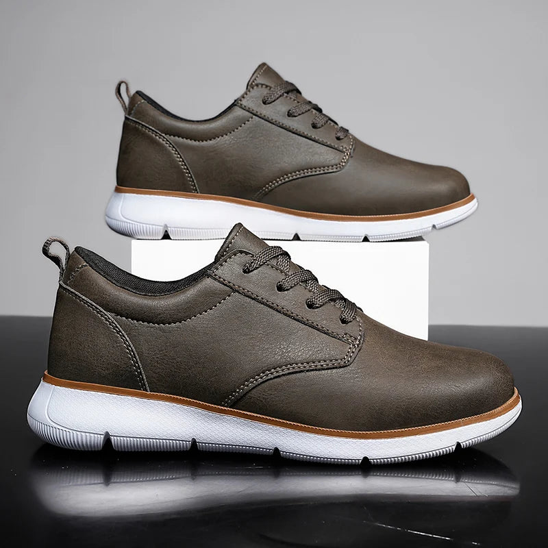 Men's Casual Leather Lace-up Flat British Comfortable Shoes