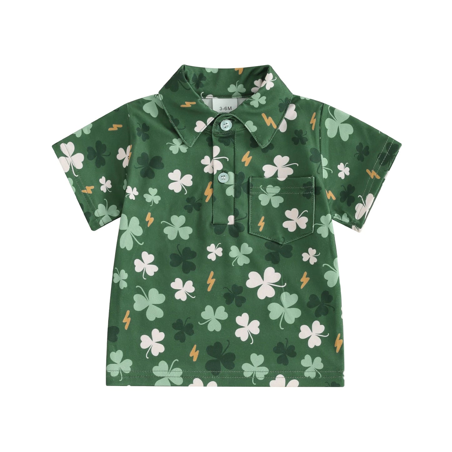 1-6Y Summer Kids Boys Easter T-shirt Short Sleeve Bunny Clover Print Single Breasted Shirt