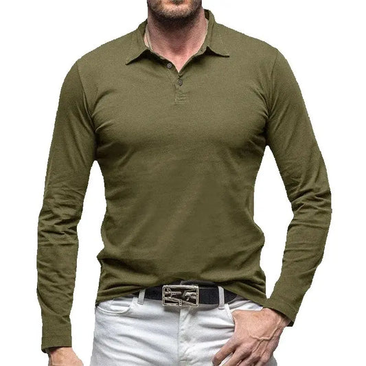 Men's Long Sleeve Polo Shirt - Cotton Smart Casual Top