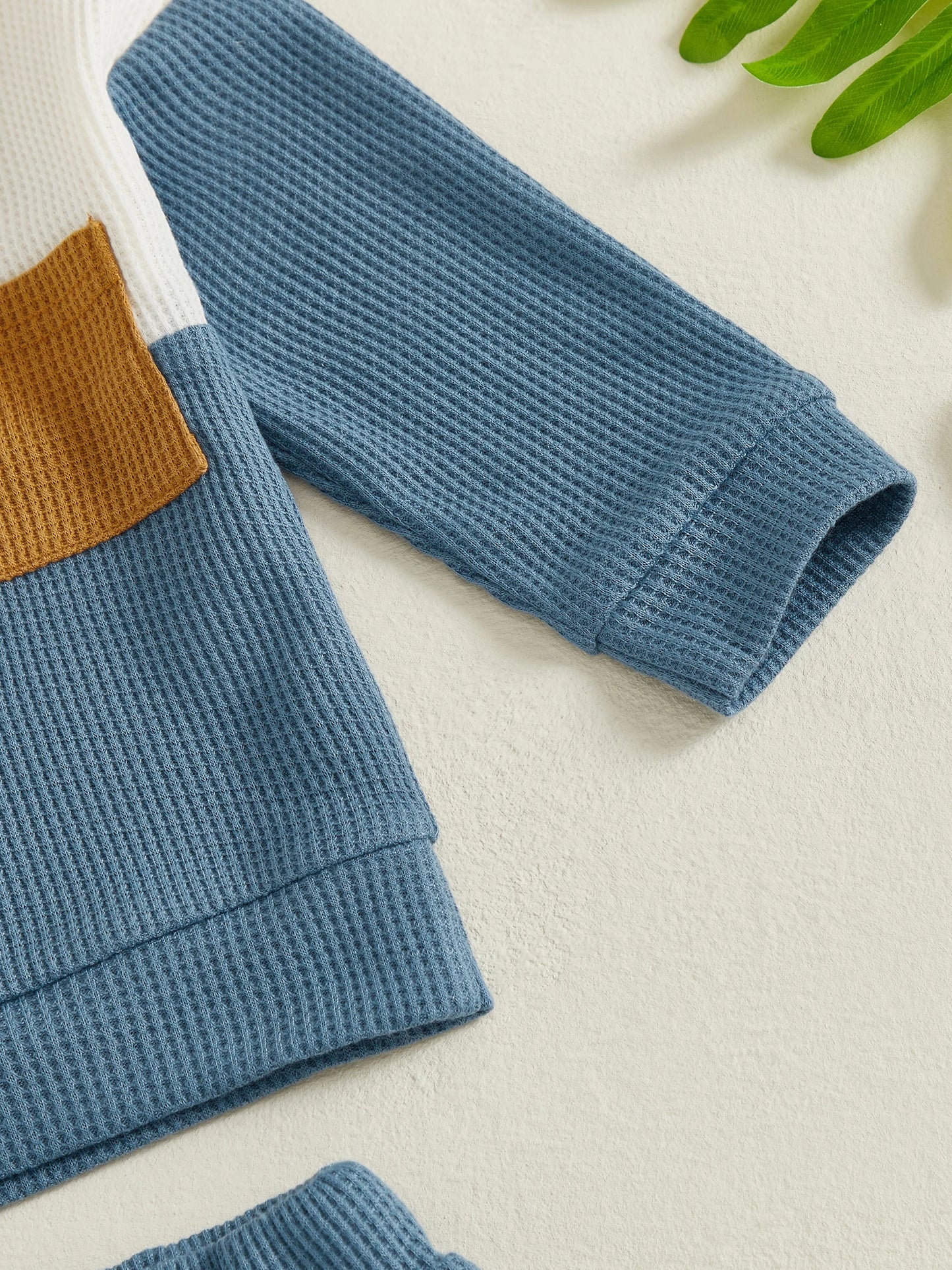 Casual Baby Boys Clothes Set - Long Sleeve Waffle Top & Elastic Waist Pants (0-3Y)
