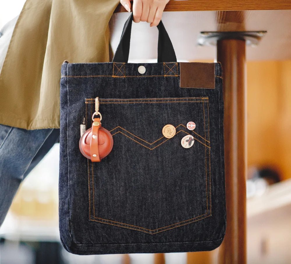 Women's Workwear American Retro Shoulder Crossbody Denim Embroidery Large Capacity Portable Flat Tote Bag