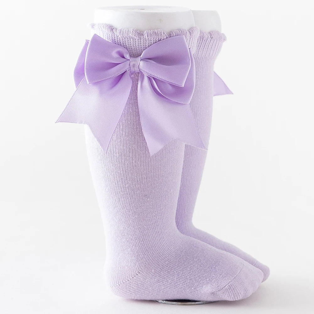 10 Colours Baby Girls Autumn Stockings 0-2Y Solid Mid-Calf Length with Bowknot