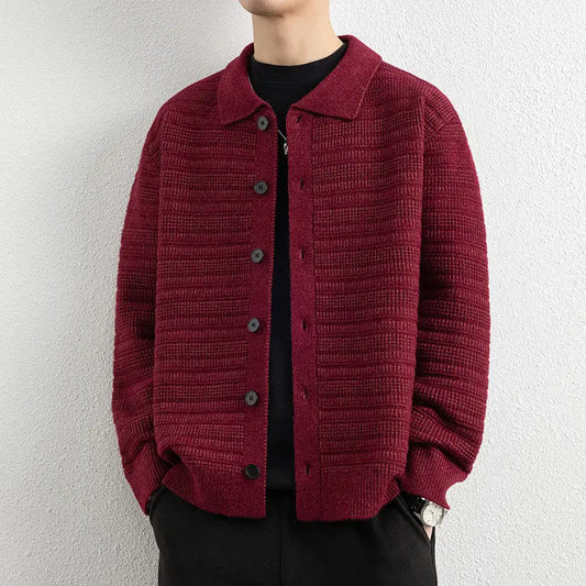 Men's Turn-Down Collar Cardigan Sweater Jacket