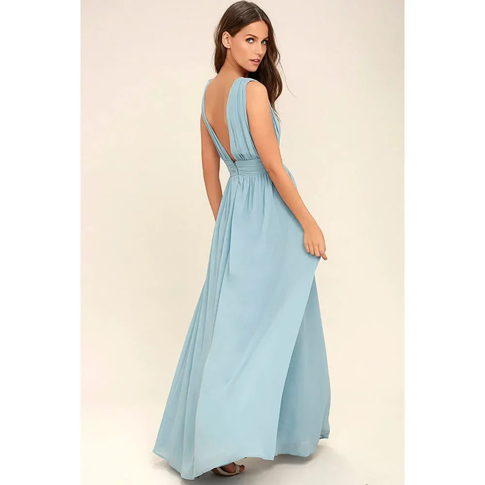 Women Backless Mesh Long  maxi Summer Dress